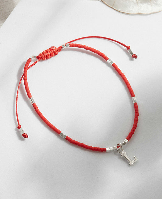 PULSERA ROJA AJUSTABLE INICIAL FORMA