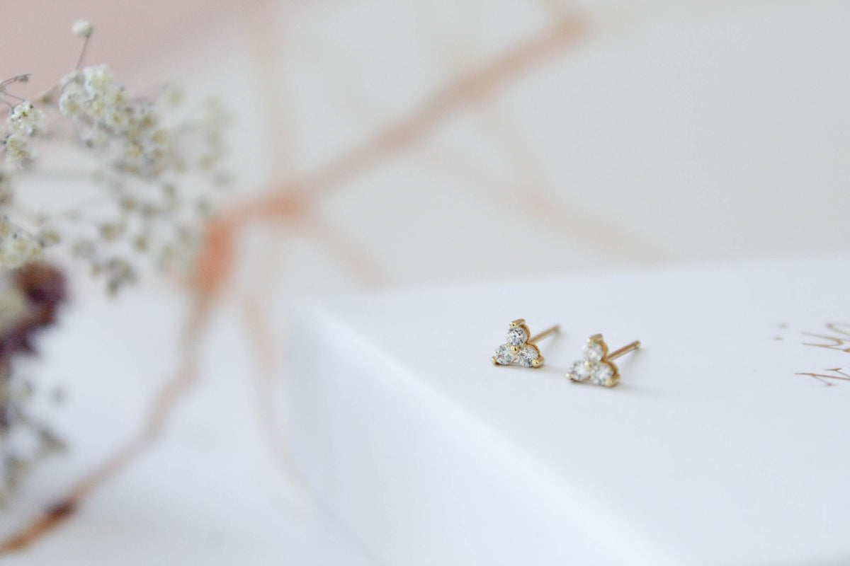Aros Estrellitas Trío Baño de Plata