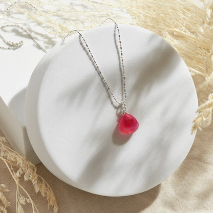 COLLAR CALCEDONIA FUCSIA (CADENA A ELECCIÓN)