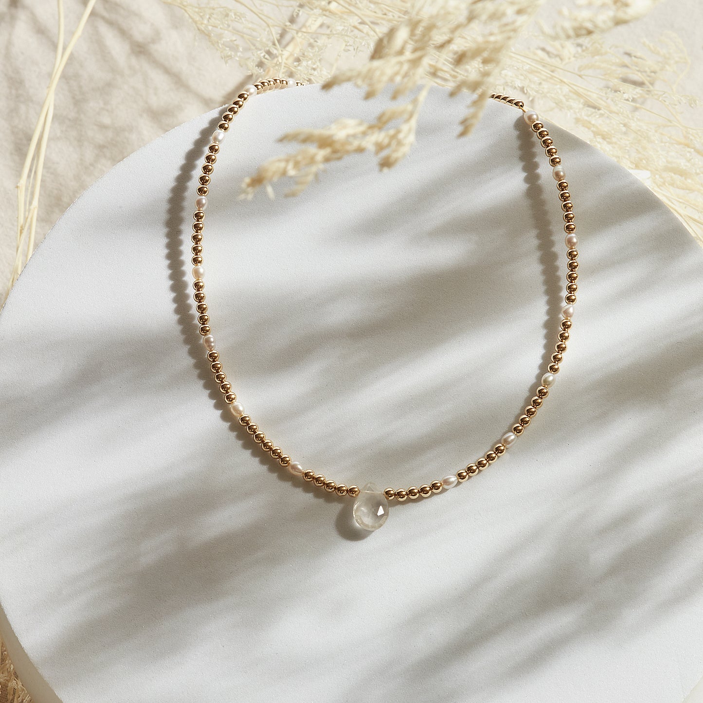 COLLAR GOLDFILLED CUARZO ROSA