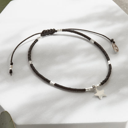 PULSERA NEGRA AJUSTABLE DIJE A ELECCIÓN