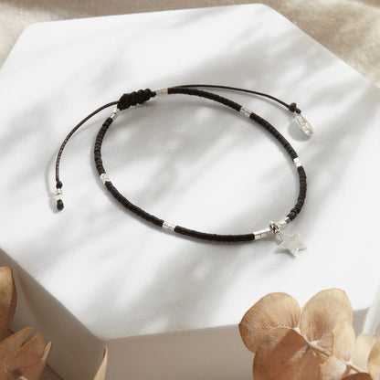 PULSERA NEGRA AJUSTABLE DIJE A ELECCIÓN