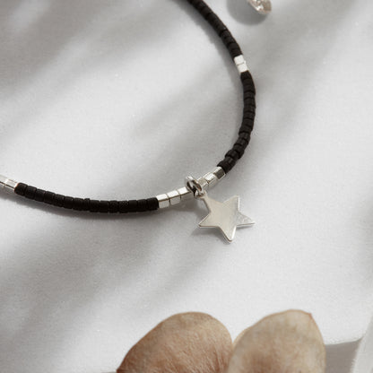 PULSERA NEGRA AJUSTABLE DIJE A ELECCIÓN