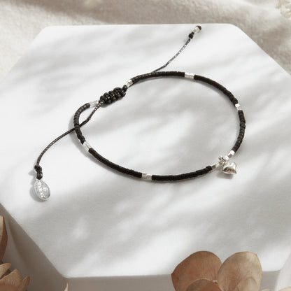 PULSERA NEGRA AJUSTABLE DIJE A ELECCIÓN