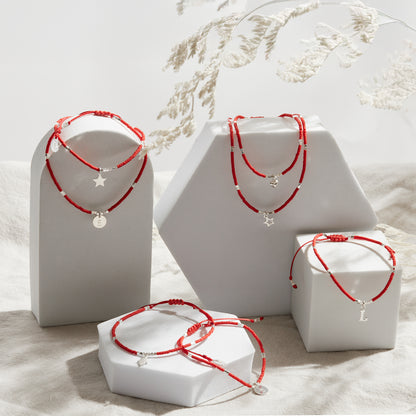 PULSERA ROJA AJUSTABLE INICIAL FORMA