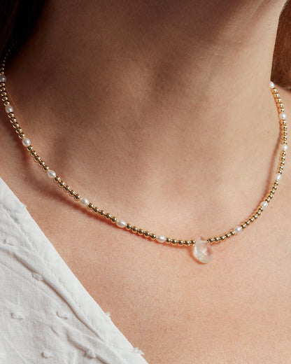 COLLAR GOLDFILLED CUARZO ROSA