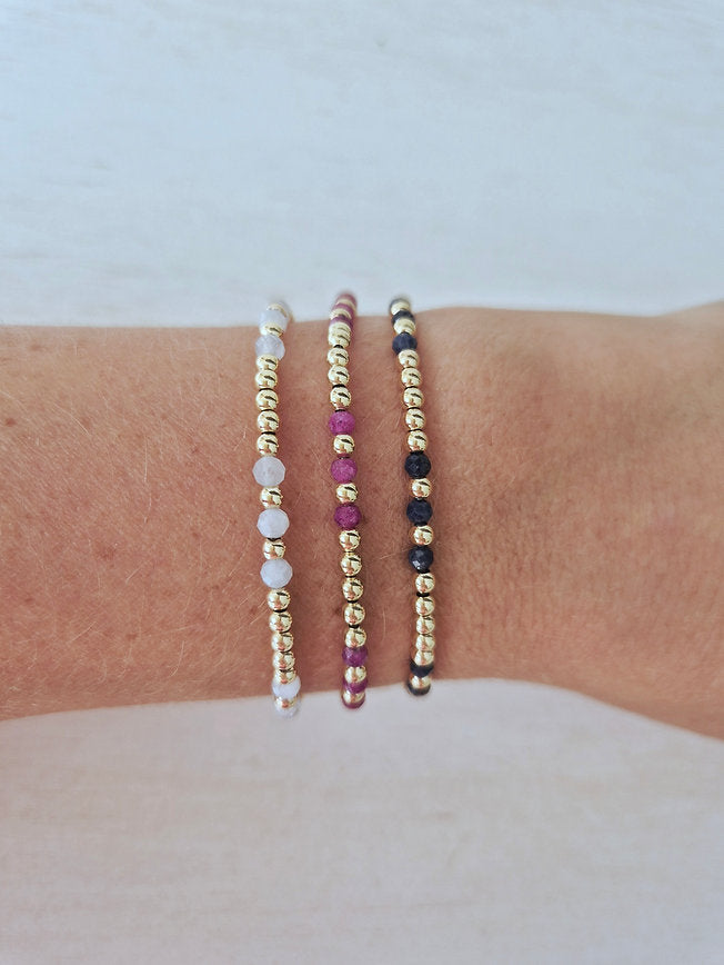 PULSERA BALI — GOLDFILLED Y PIEDRAS SEMIPRECIOSAS