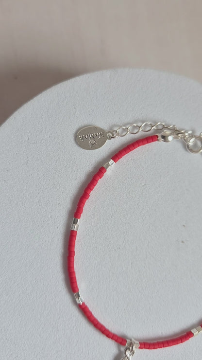 PULSERA ROJA PLATA 950 DIJE A ELECCIÓN BROCHE