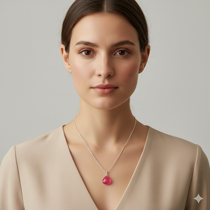 COLLAR CALCEDONIA FUCSIA (CADENA A ELECCIÓN)