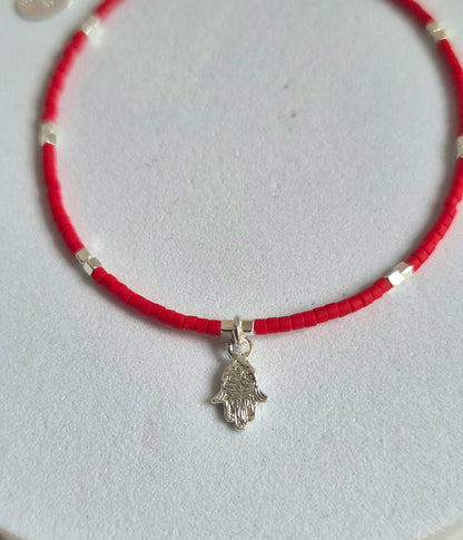 PULSERA ROJA PLATA 950 DIJE A ELECCIÓN BROCHE