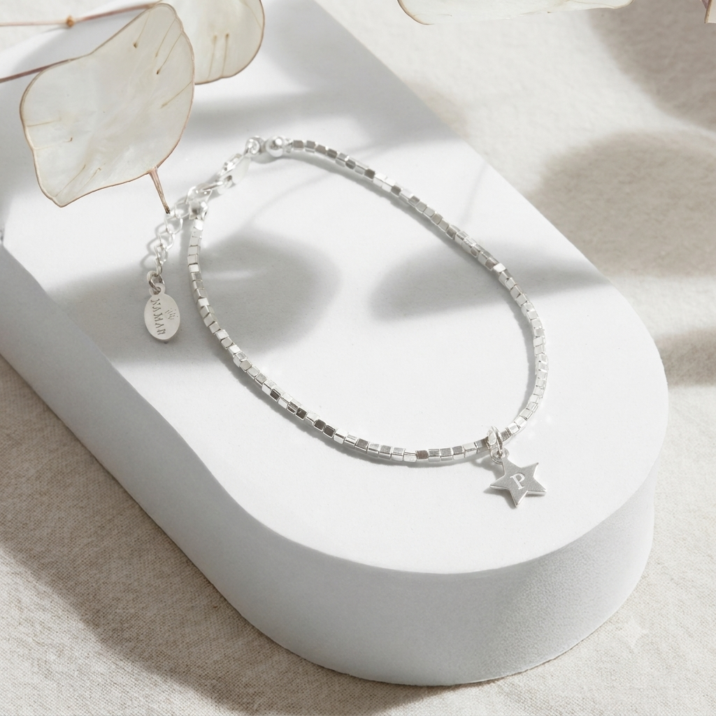 PULSERA CUADRADITA PLATA 950 INICIAL ESTRELLA