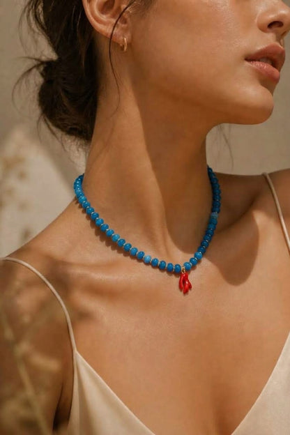COLLAR CAPRI MARE 4X6 MM COLGANTE CORAL