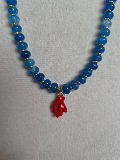 COLLAR CAPRI MARE 4X6 MM COLGANTE CORAL