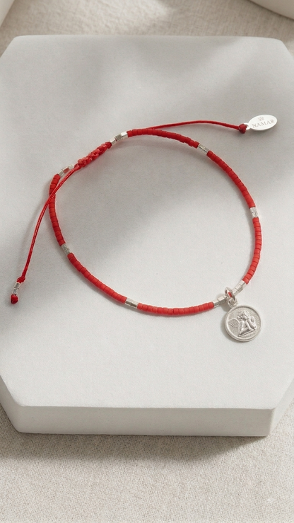 PULSERA ROJA AJUSTABLE ÁNGEL DE LA GUARDA
