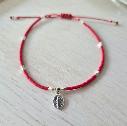 PULSERA ROJA AJUSTABLE VIRGEN DE LOS RAYOS