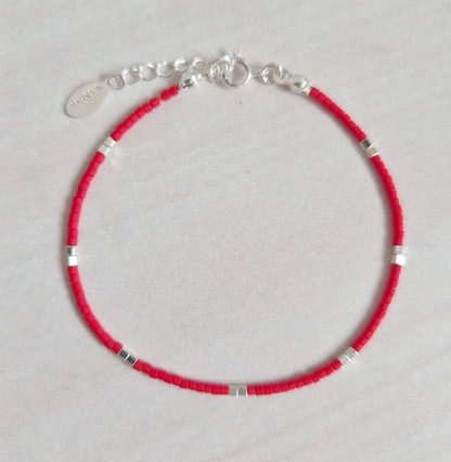 PULSERA ROJA PLATA BROCHE