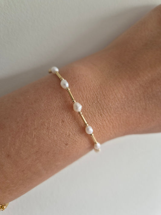PULSERA PERLA GOLDFILLED
