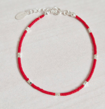 PULSERA ROJA PLATA BROCHE