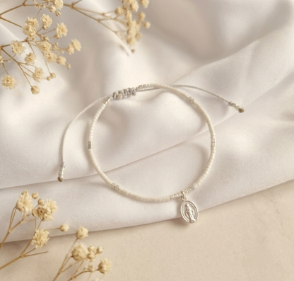 PULSERA BLANCA AJUSTABLE VÍRGEN DE LOS RAYOS