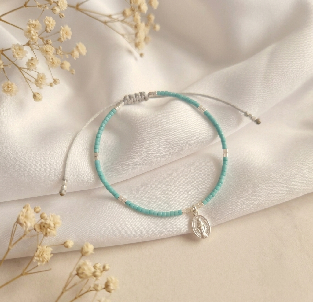 PULSERA TURQUESA AJUSTABLE VÍRGEN DE LOS RAYOS