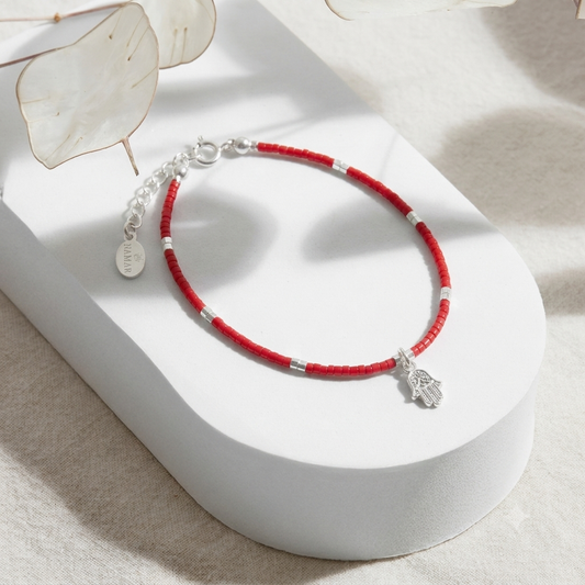 PULSERA ROJA PLATA 950 DIJE A ELECCIÓN BROCHE
